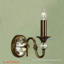 Candle single light brass crystal wall lamp for home decoration